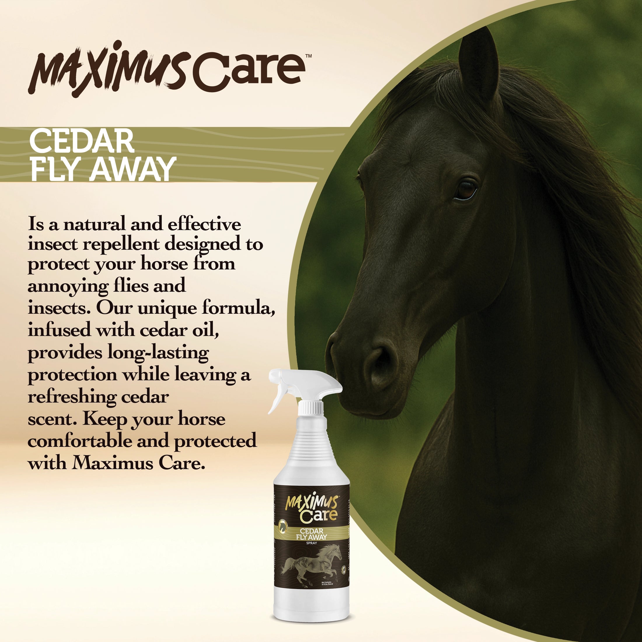 Cedar Fly Spray for Horses Maximus Care – 32 oz