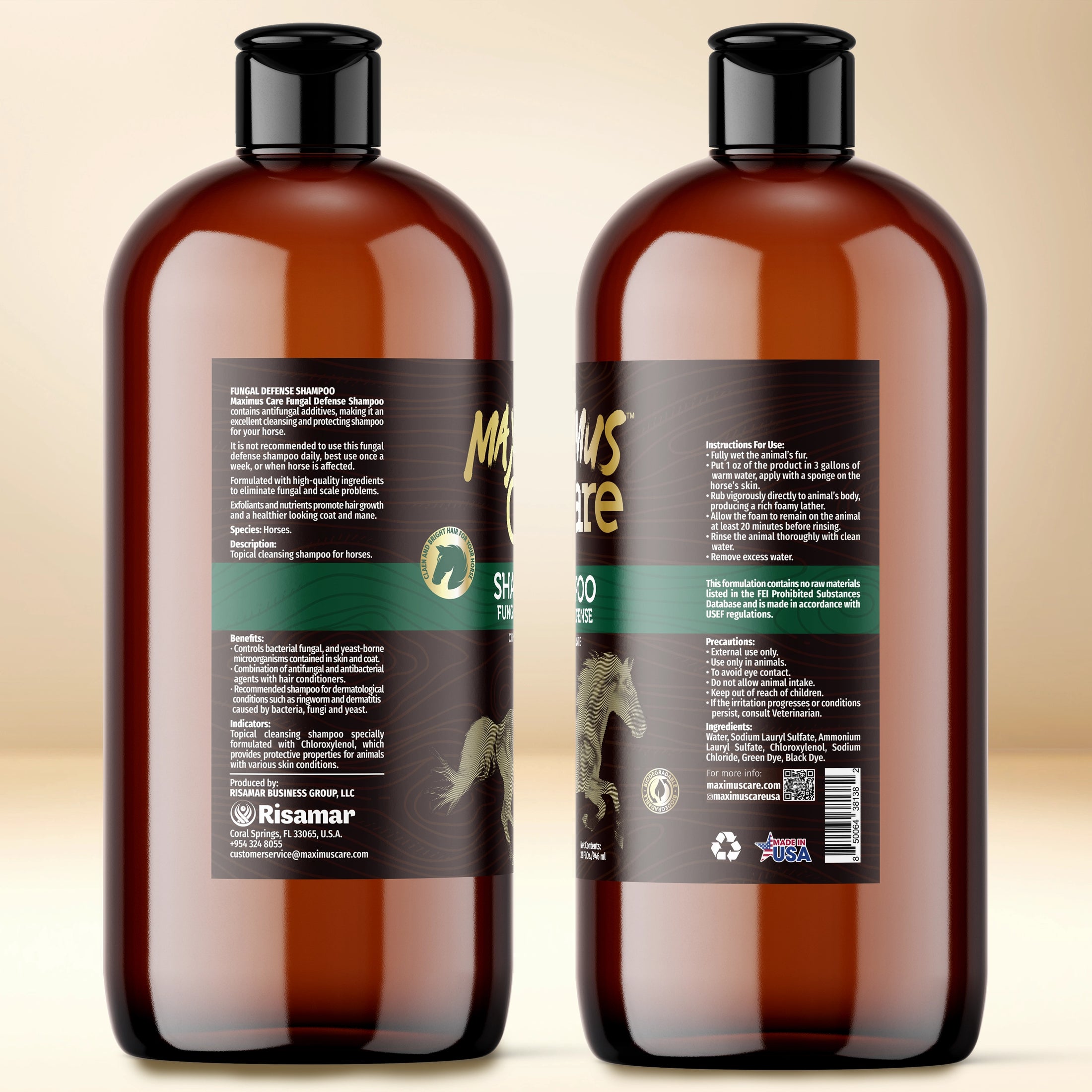 Shampoo Fungal Defense Horse Maximus Care – 32 oz | Veterinary-Strength Formula
