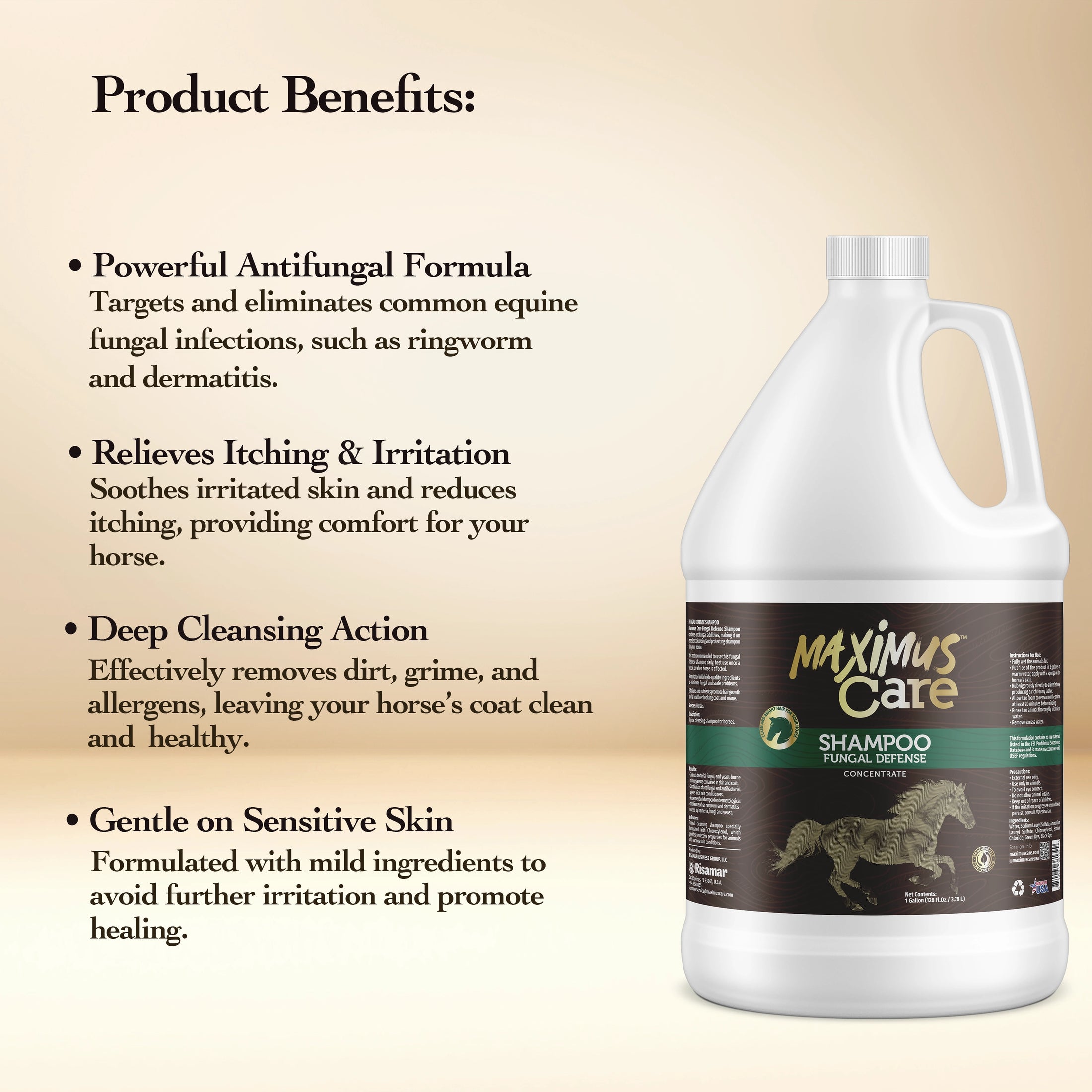 Shampoo Fungal Defense Horse Maximus Care – 1 Gallon | Medicated Skin Treatment
