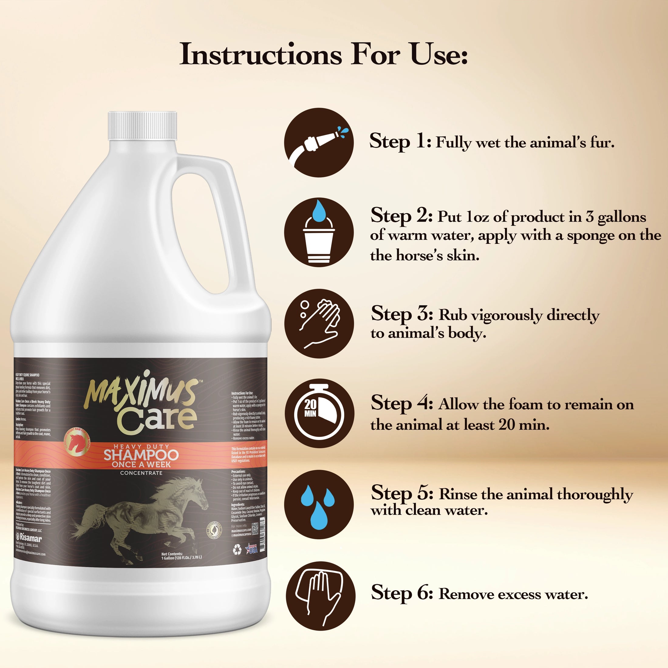 Shampoo Heavy Duty Horse Maximus Care – 1 Gallon | Deep Clean & Condition