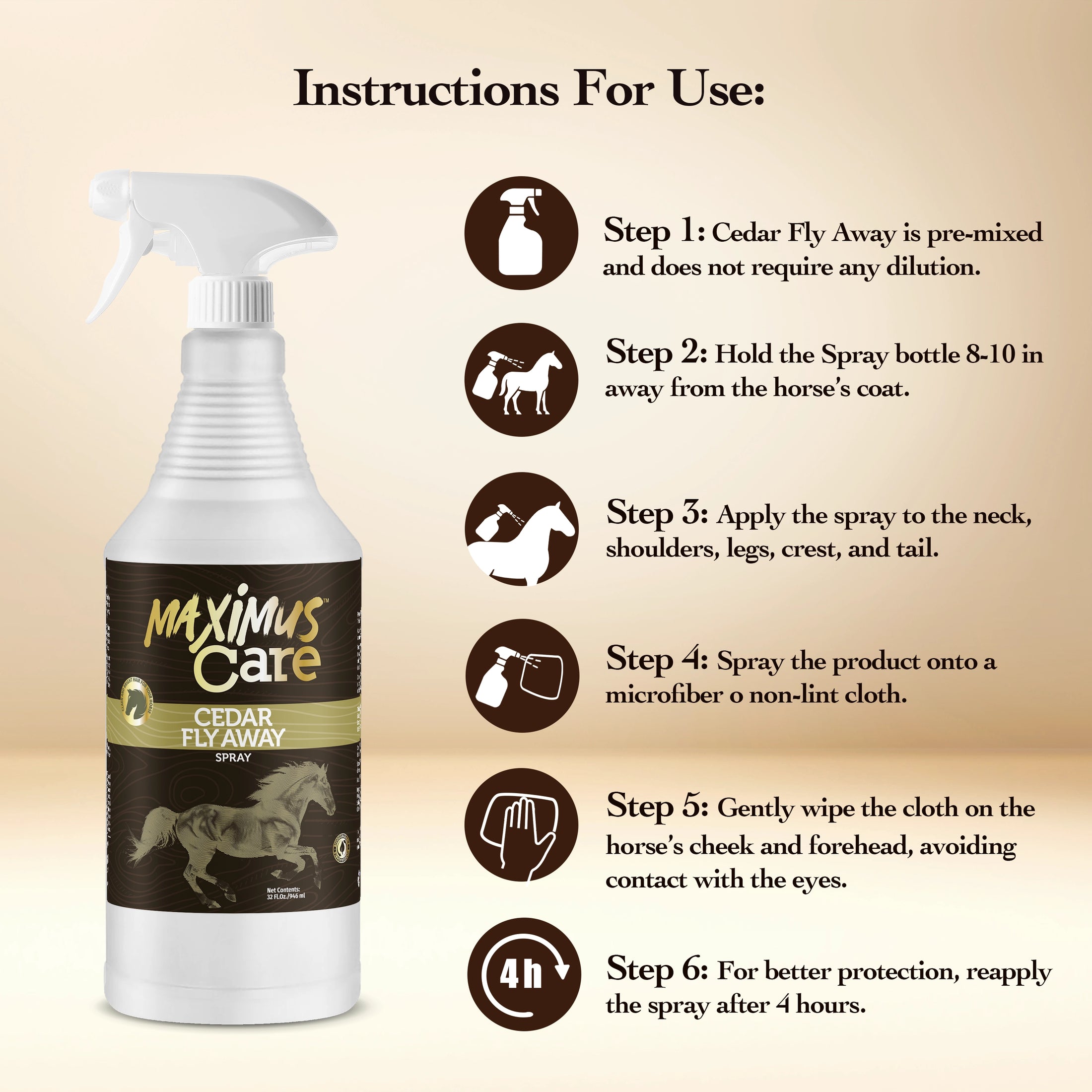Cedar Fly Spray for Horses Maximus Care – 32 oz