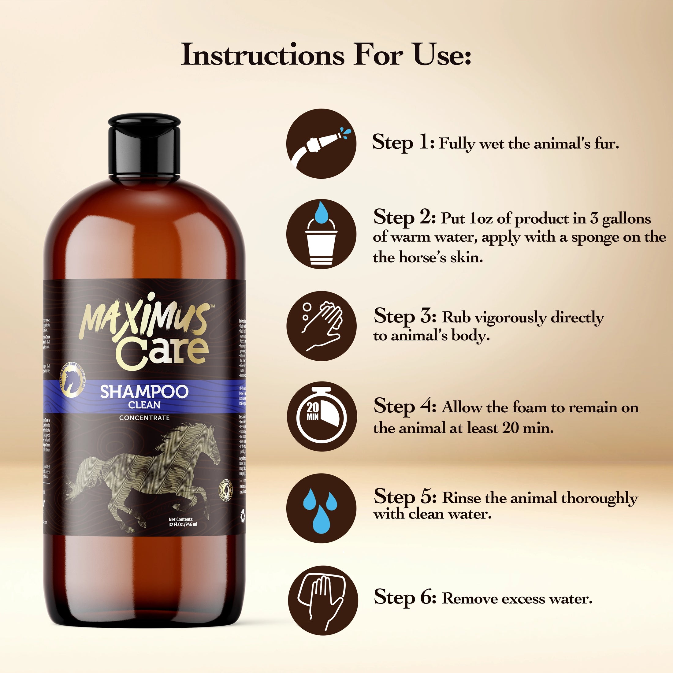 Shampoo Daily Horse Maximus Care – 32 oz | Show-Quality Cleansing