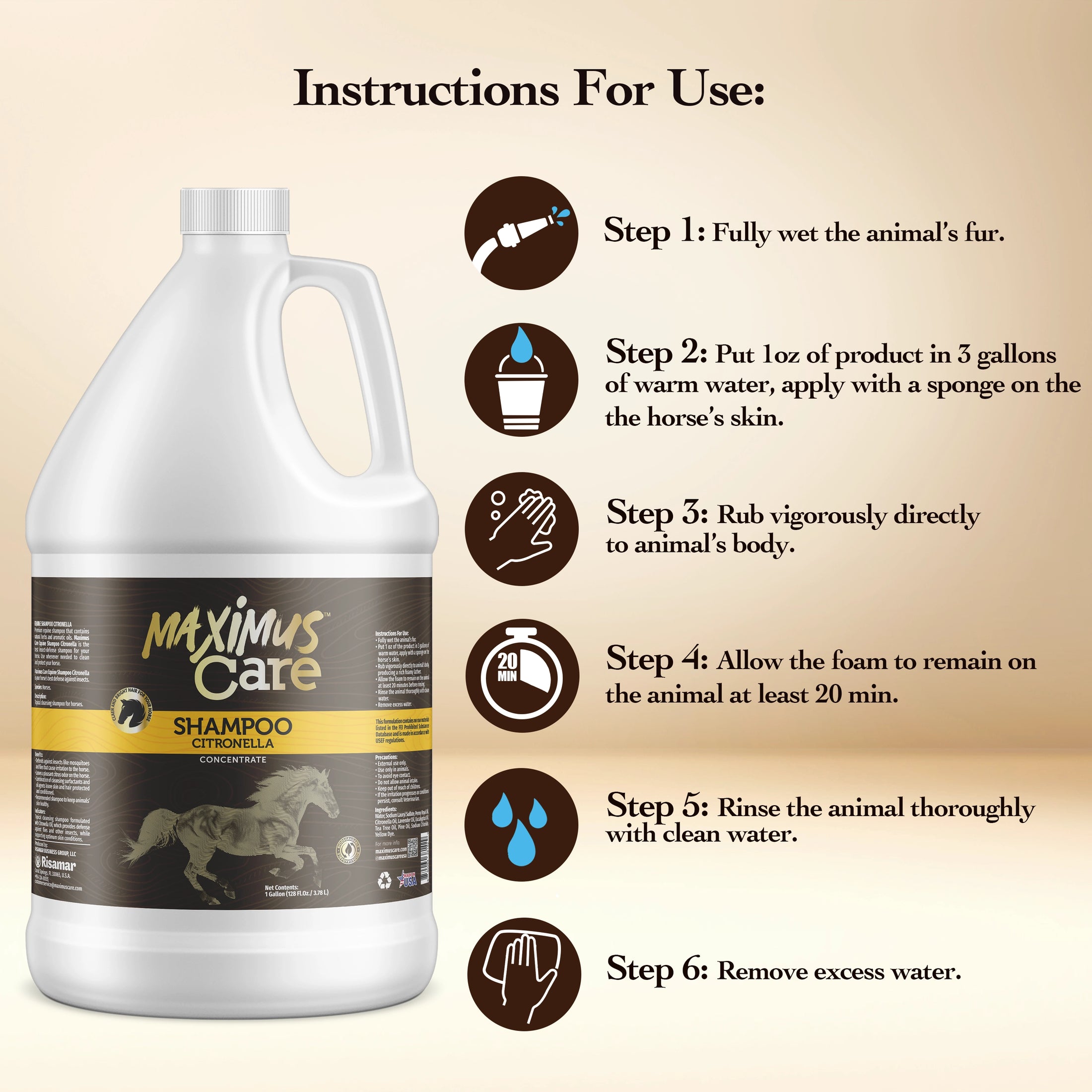 Shampoo Citronella Horse Maximus Care – 1 Gallon