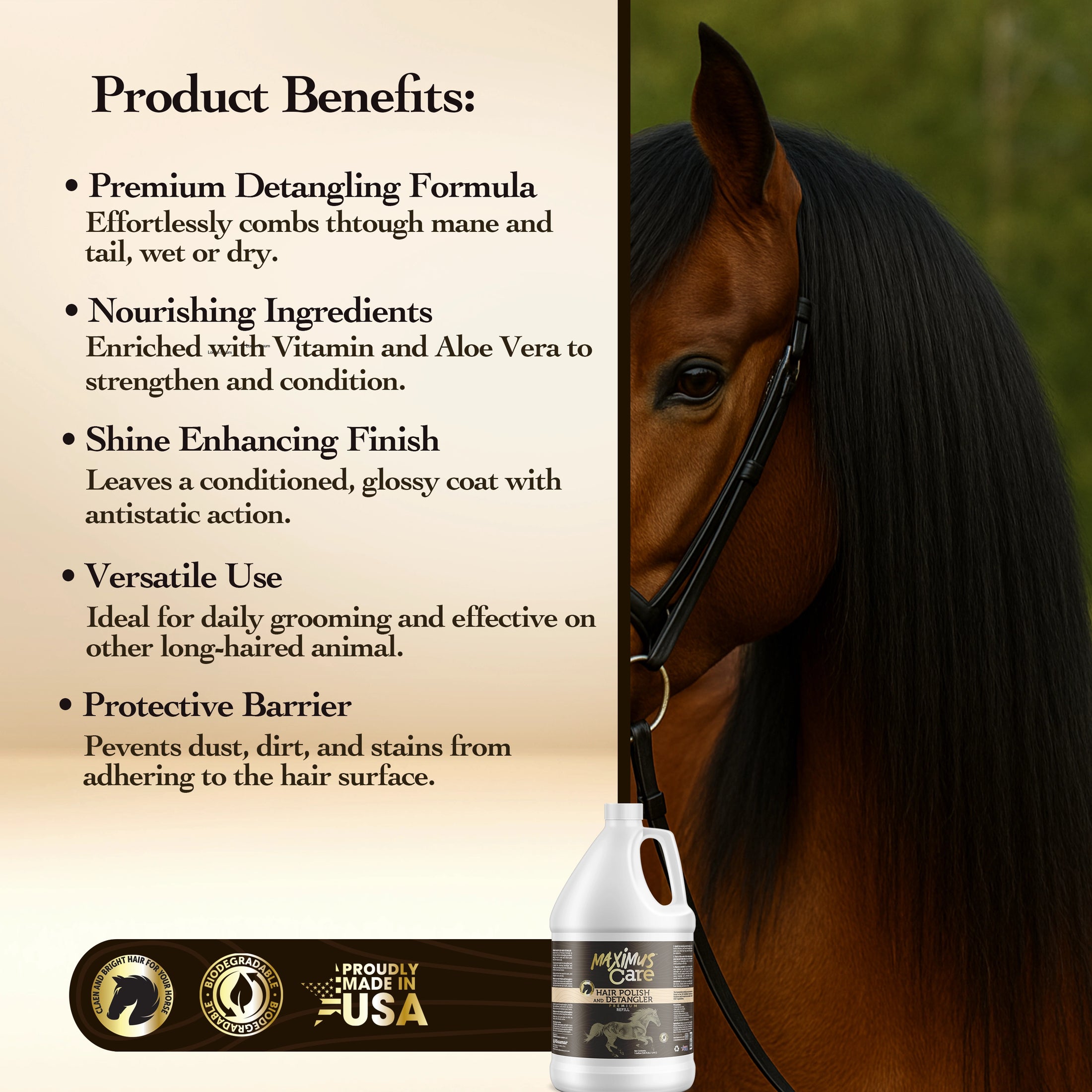 Horse Detangler Maximus Care – 1 Gallon | Tangle-Free Shine